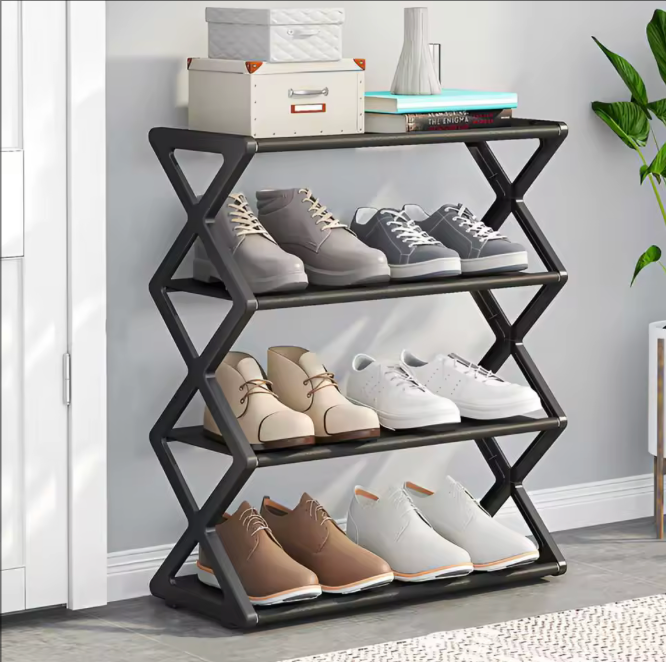 ✨ Zapatero Multifuncional de 4 Niveles en Forma de X 👟