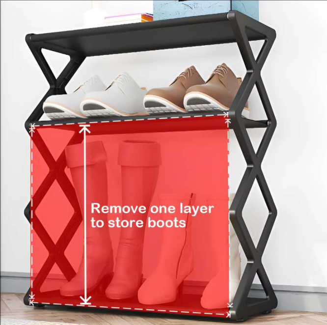 ✨ Zapatero Multifuncional de 4 Niveles en Forma de X 👟