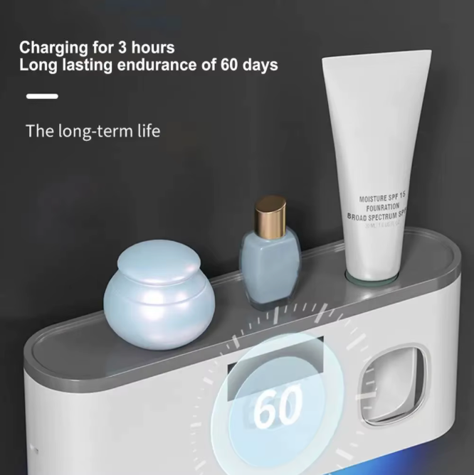 🪥✨ Organizador de Cepillos de Dientes UV + Dispensador Automático