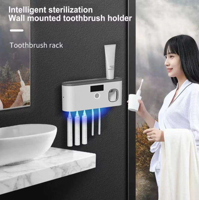 🪥✨ Organizador de Cepillos de Dientes UV + Dispensador Automático