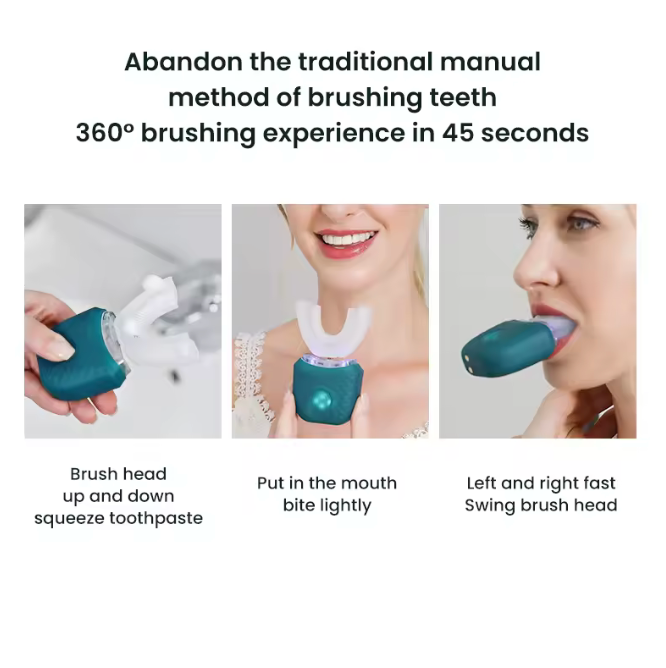🦷✨ Cepillo de Dientes Eléctrico Sónico en Forma de U | Limpieza 360°