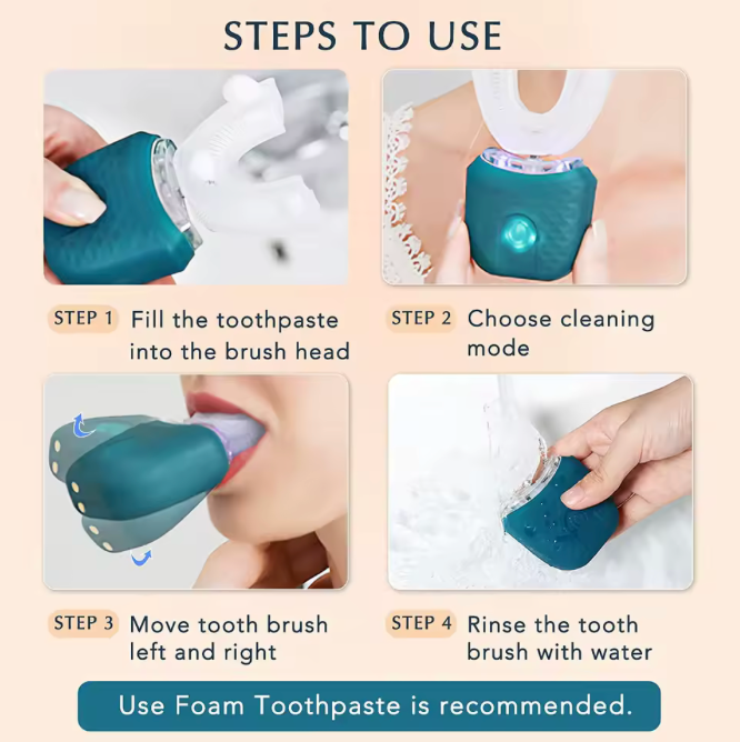 🦷✨ Cepillo de Dientes Eléctrico Sónico en Forma de U | Limpieza 360°