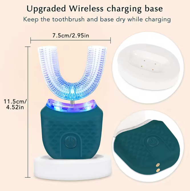 🦷✨ Cepillo de Dientes Eléctrico Sónico en Forma de U | Limpieza 360°