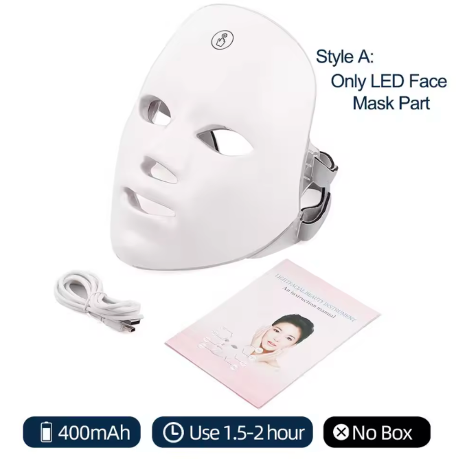 ✨ Máscara Facial LED 7 Colores – Terapia de Luz para Rostro y Cuello