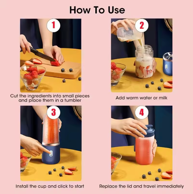 🥤✨ Mini Batidora Portátil Recargable – Batidos y Zumos Frescos en Cualquier Lugar