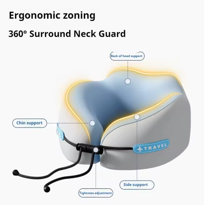✈️💤 Almohada de Viaje Viscoelástica en Forma de U – Comodidad y Soporte Cervical