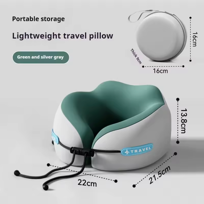 ✈️💤 Almohada de Viaje Viscoelástica en Forma de U – Comodidad y Soporte Cervical