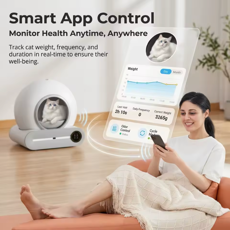 🐱✨ Arenero Inteligente Automático 65L – Autolimpieza, Control por App y Control de Olores