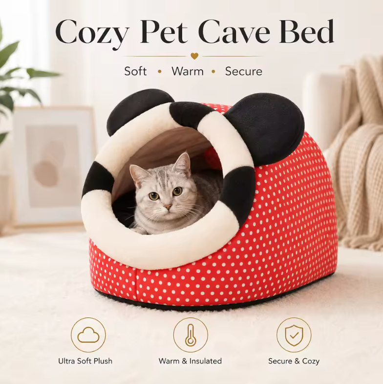 🐶🐱🛏️ Cama Cueva para Mascotas 40×40×32 cm – Acogedora, Impermeable y Antideslizante