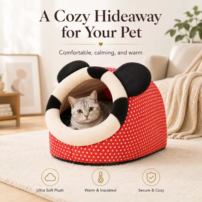 🐶🐱🛏️ Cama Cueva para Mascotas 40×40×32 cm – Acogedora, Impermeable y Antideslizante