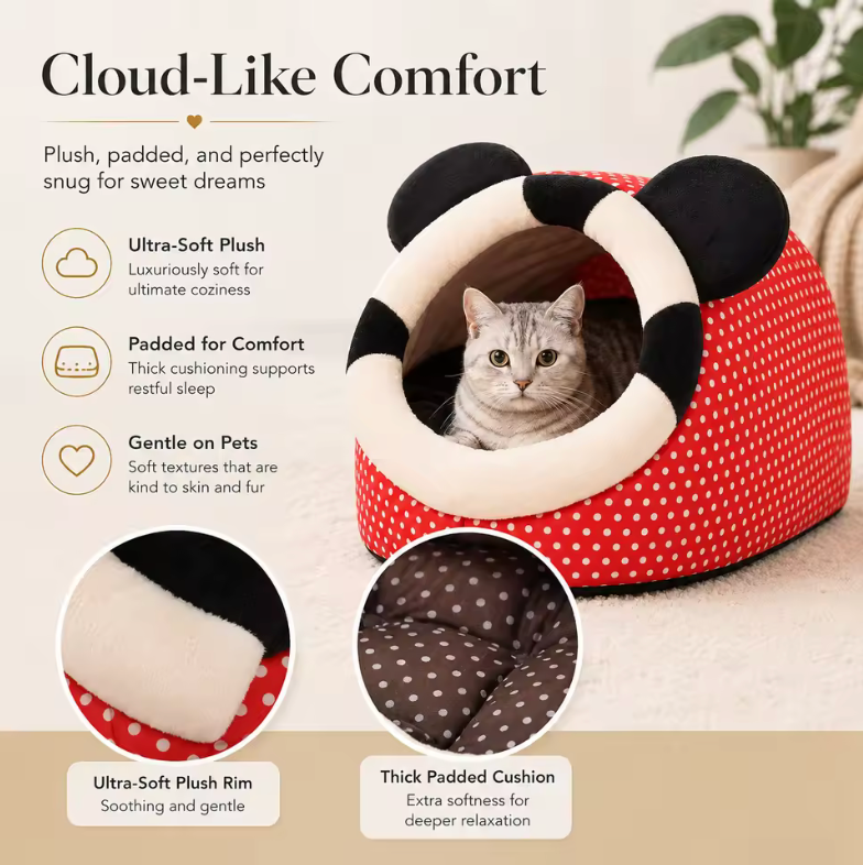 🐶🐱🛏️ Cama Cueva para Mascotas 40×40×32 cm – Acogedora, Impermeable y Antideslizante