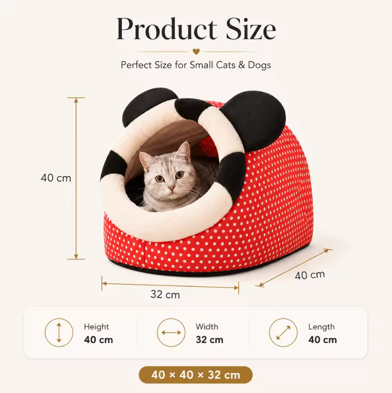 🐶🐱🛏️ Cama Cueva para Mascotas 40×40×32 cm – Acogedora, Impermeable y Antideslizante