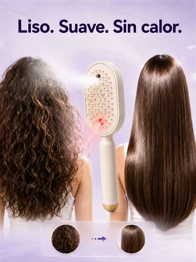✨💇‍♀️ Cepillo Alisador Inalámbrico con Niebla Fina – Masaje Capilar y Luz Roja