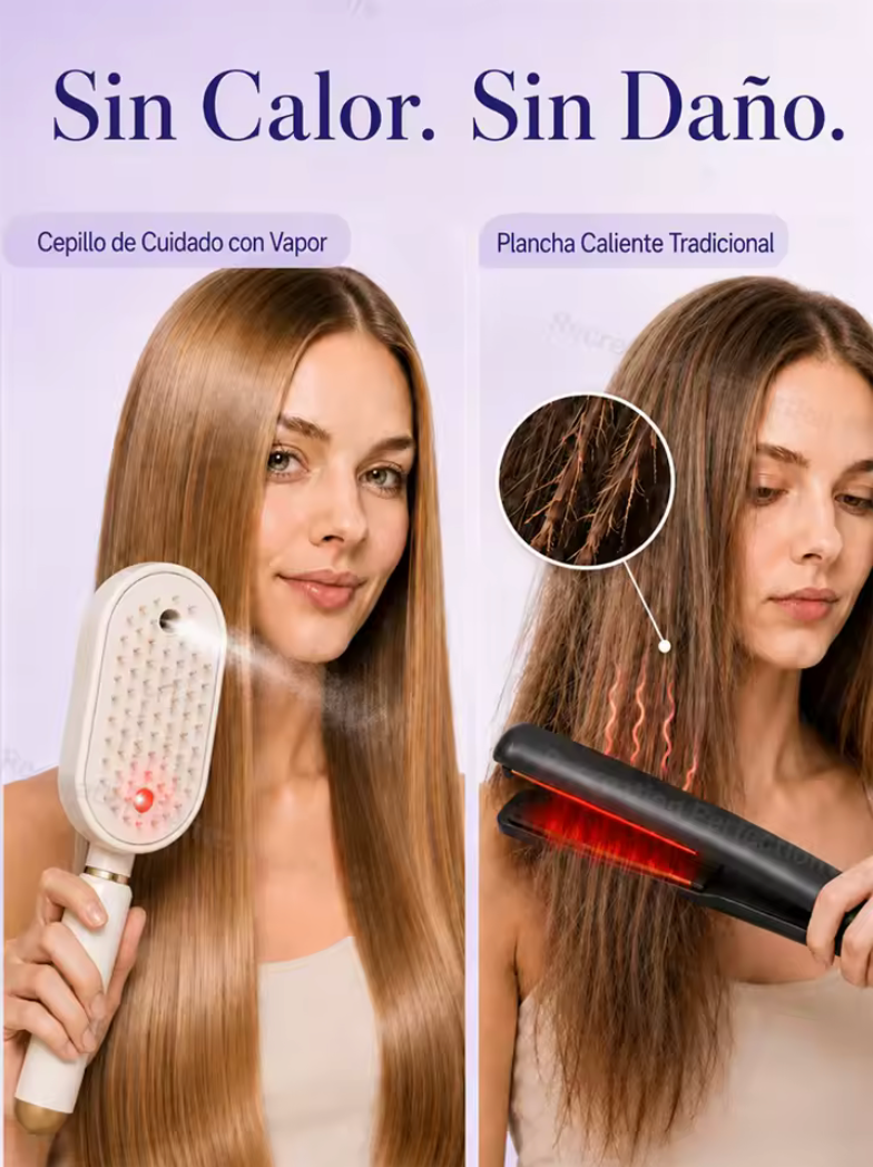 ✨💇‍♀️ Cepillo Alisador Inalámbrico con Niebla Fina – Masaje Capilar y Luz Roja