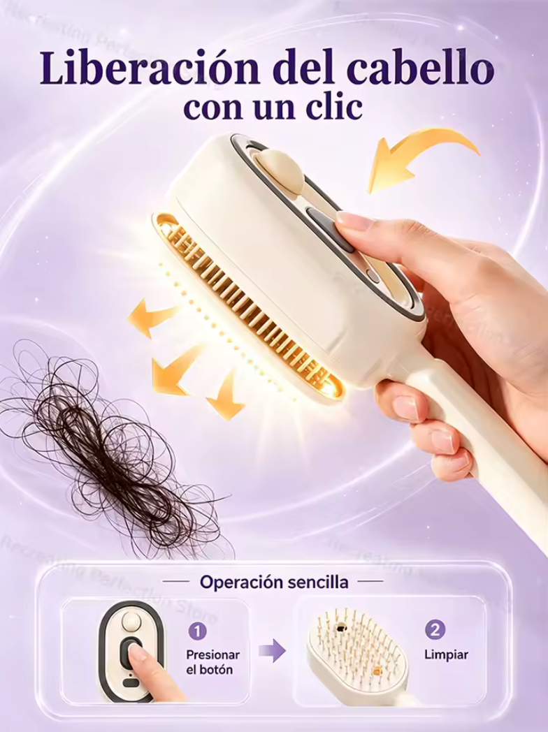 ✨💇‍♀️ Cepillo Alisador Inalámbrico con Niebla Fina – Masaje Capilar y Luz Roja