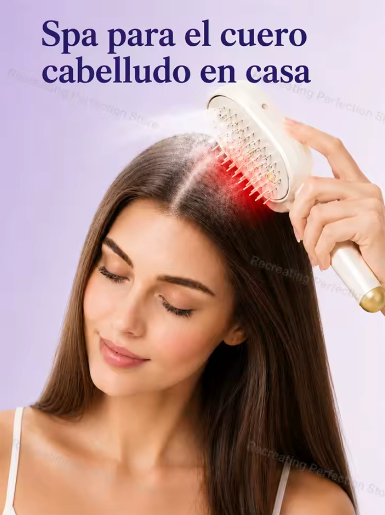 ✨💇‍♀️ Cepillo Alisador Inalámbrico con Niebla Fina – Masaje Capilar y Luz Roja