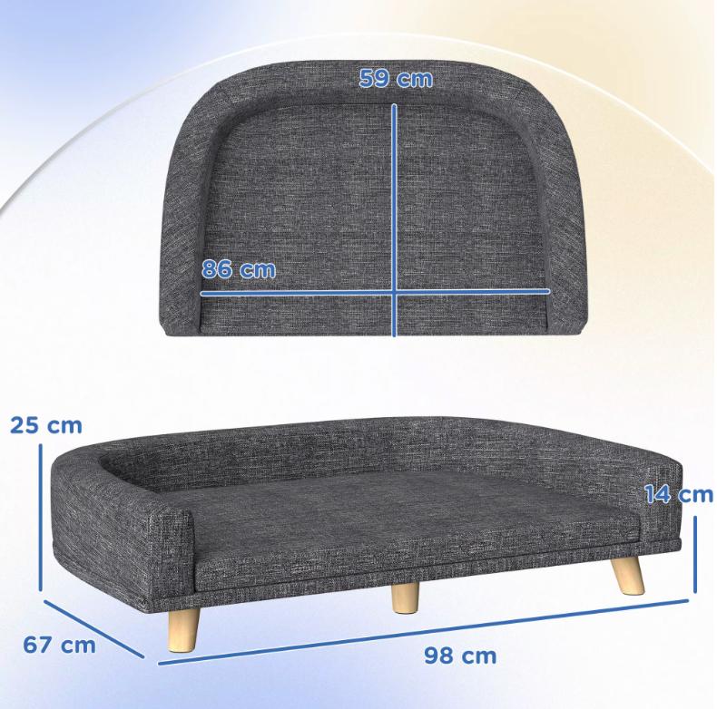 🐶 Sofá Elevado para Perros Grandes | Cama Cómoda con Cojín Lavable