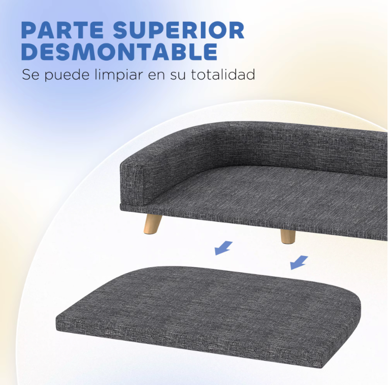🐶 Sofá Elevado para Perros Grandes | Cama Cómoda con Cojín Lavable