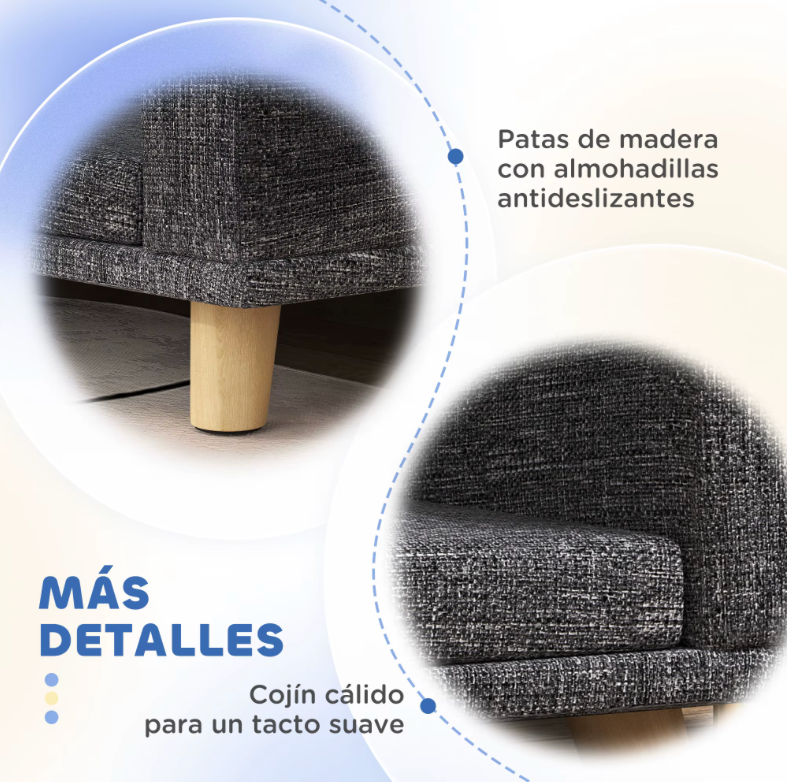 🐶 Sofá Elevado para Perros Grandes | Cama Cómoda con Cojín Lavable