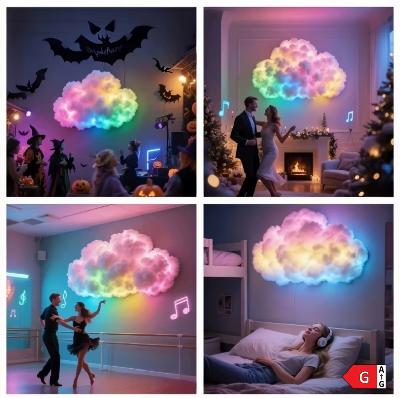 ☁️ Lámpara LED Nube 3D | Iluminación Ambiental con Cambio de Color ✨