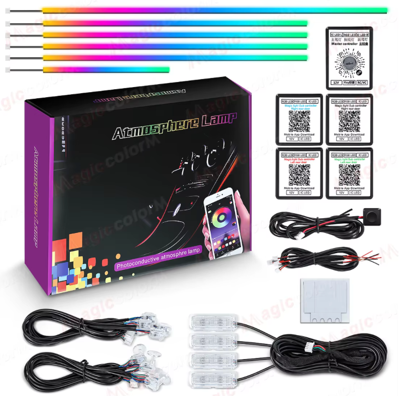 🚗✨ Kit de Luces LED RGB para Coche | Iluminación Ambiental Multicolor
