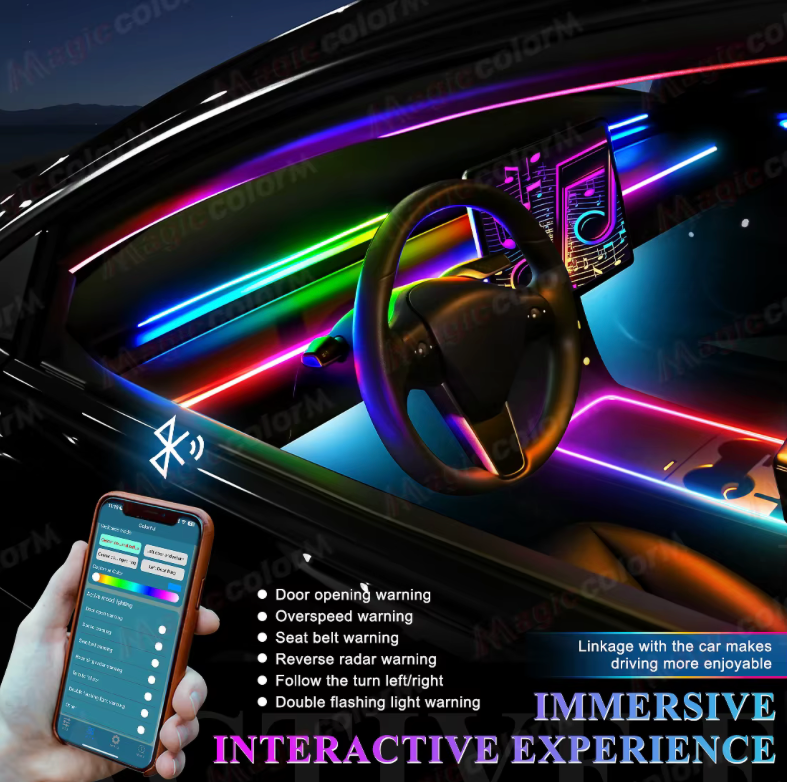 🚗✨ Kit de Luces LED RGB para Coche | Iluminación Ambiental Multicolor