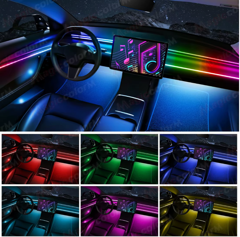 🚗✨ Kit de Luces LED RGB para Coche | Iluminación Ambiental Multicolor